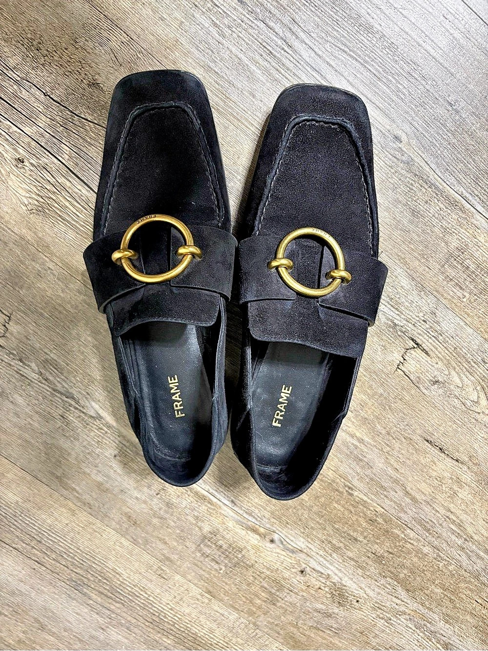 FRAME Le Montecito Loafer Black Suede Gold-Tone Hardware
